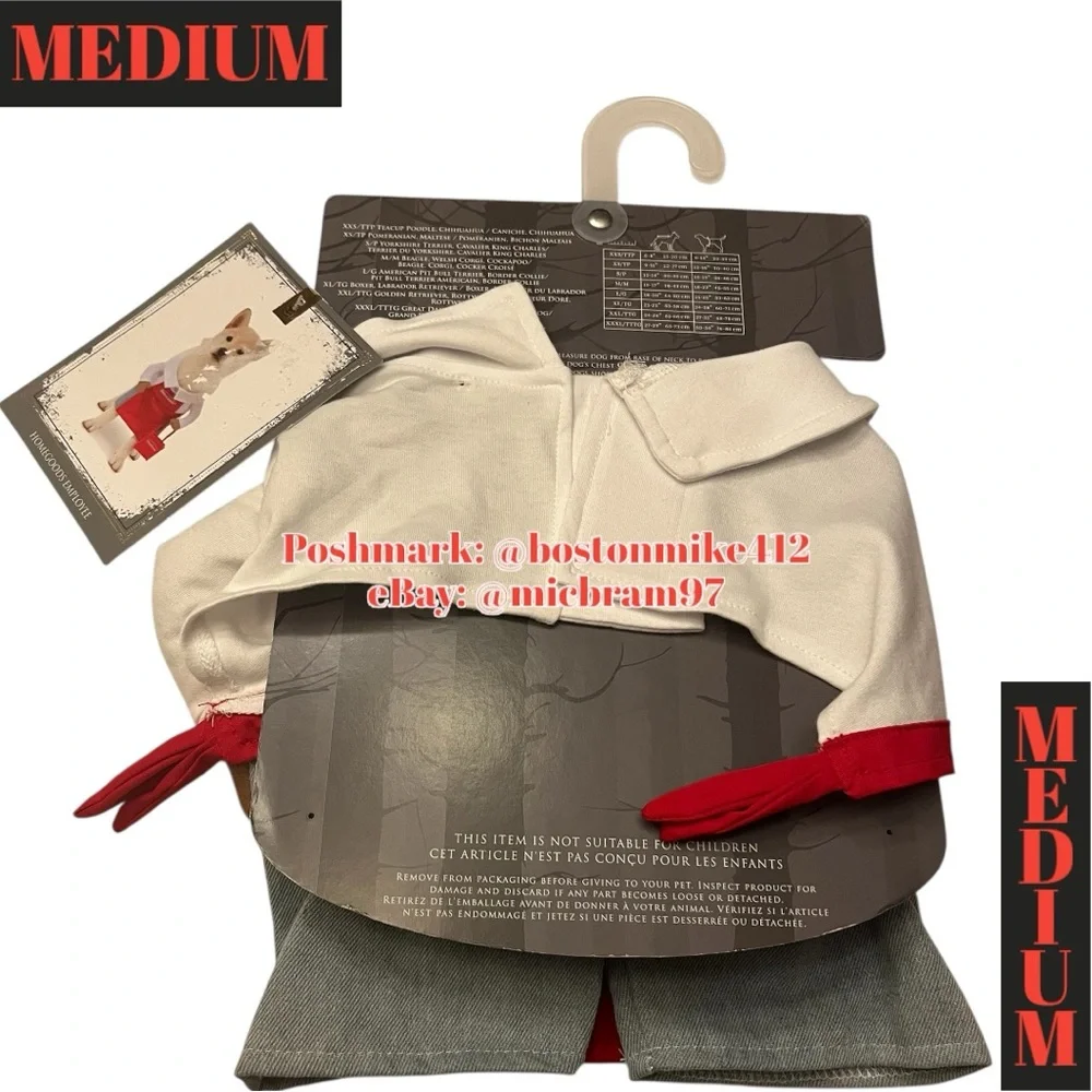 HomeGoods Employee Shopper Halloween Pet Costume MEDIUM Dog Red Apron Shirt Bag